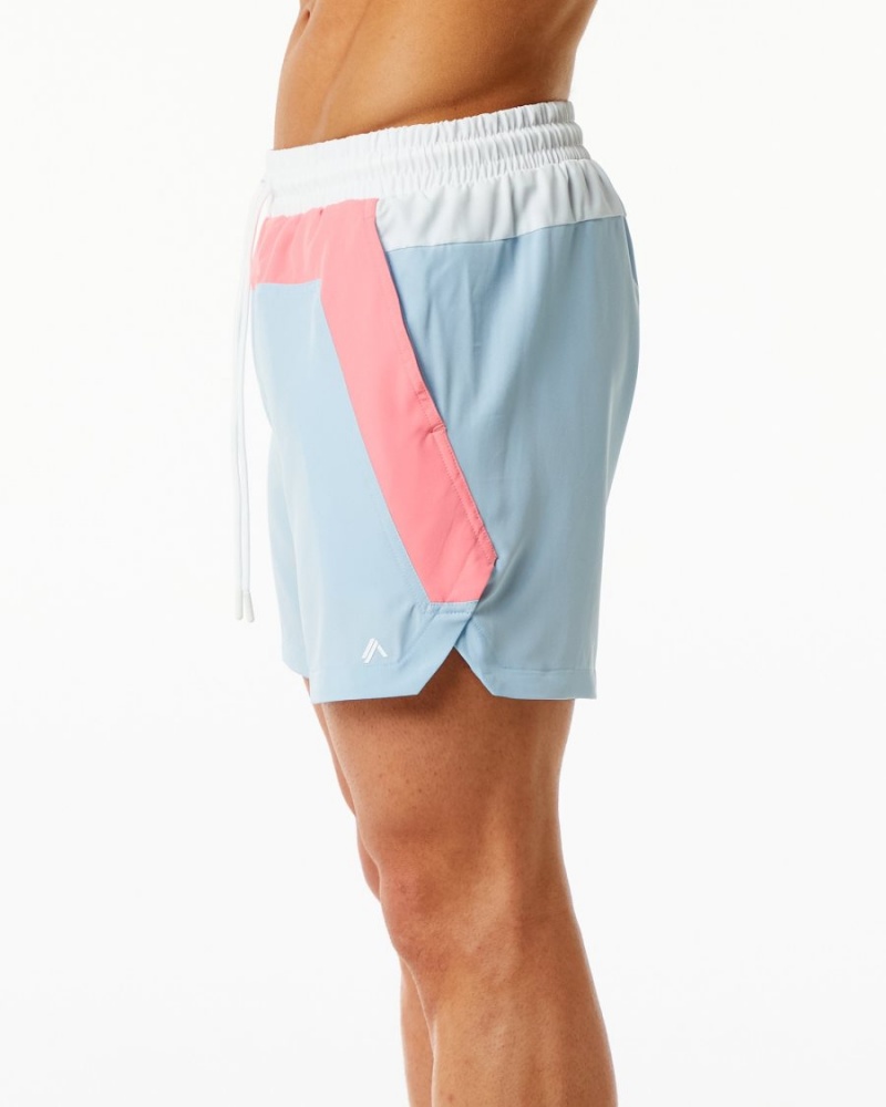 Shorts De Playa Alphalete Swim Trunk 5.5" Hombre Coral Azules Claro | NMFQSG-582