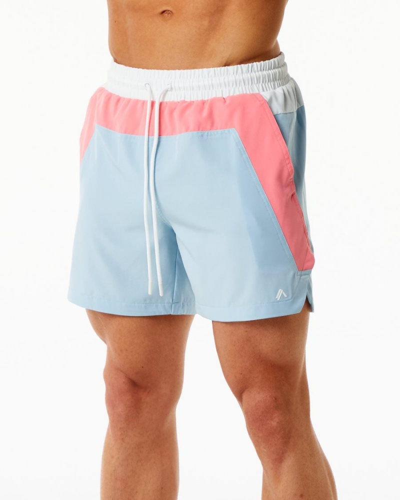 Shorts De Playa Alphalete Swim Trunk 5.5" Hombre Coral Azules Claro | NMFQSG-582