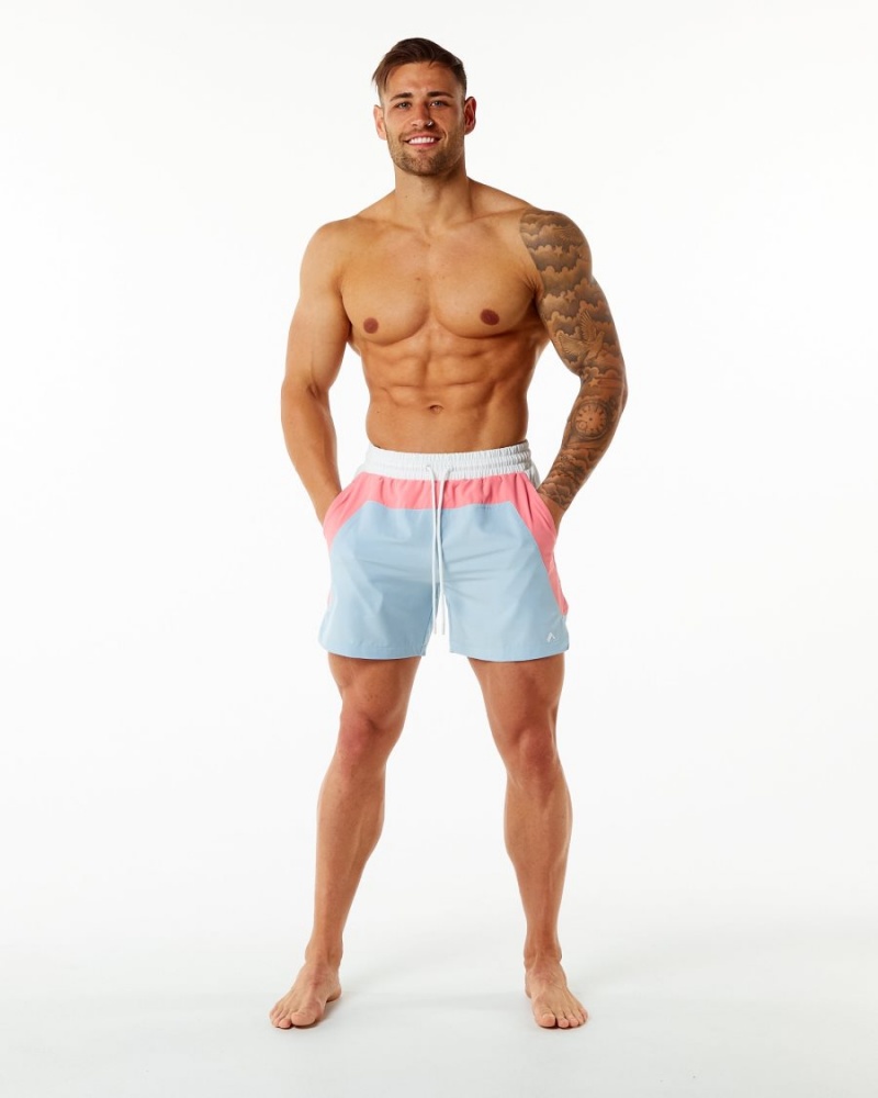 Shorts De Playa Alphalete Swim Trunk 5.5" Hombre Coral Azules Claro | NMFQSG-582