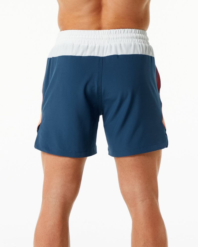 Shorts De Playa Alphalete Swim Trunk 5.5" Hombre Naranjas Azules | MKQSAZ-253