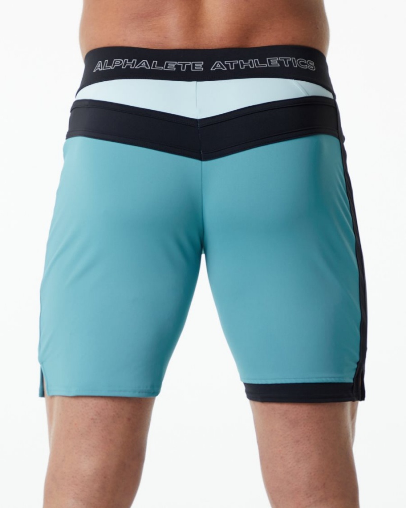 Shorts De Playa Alphalete Trident Competición Corta Hombre Teal | SREKGP-860