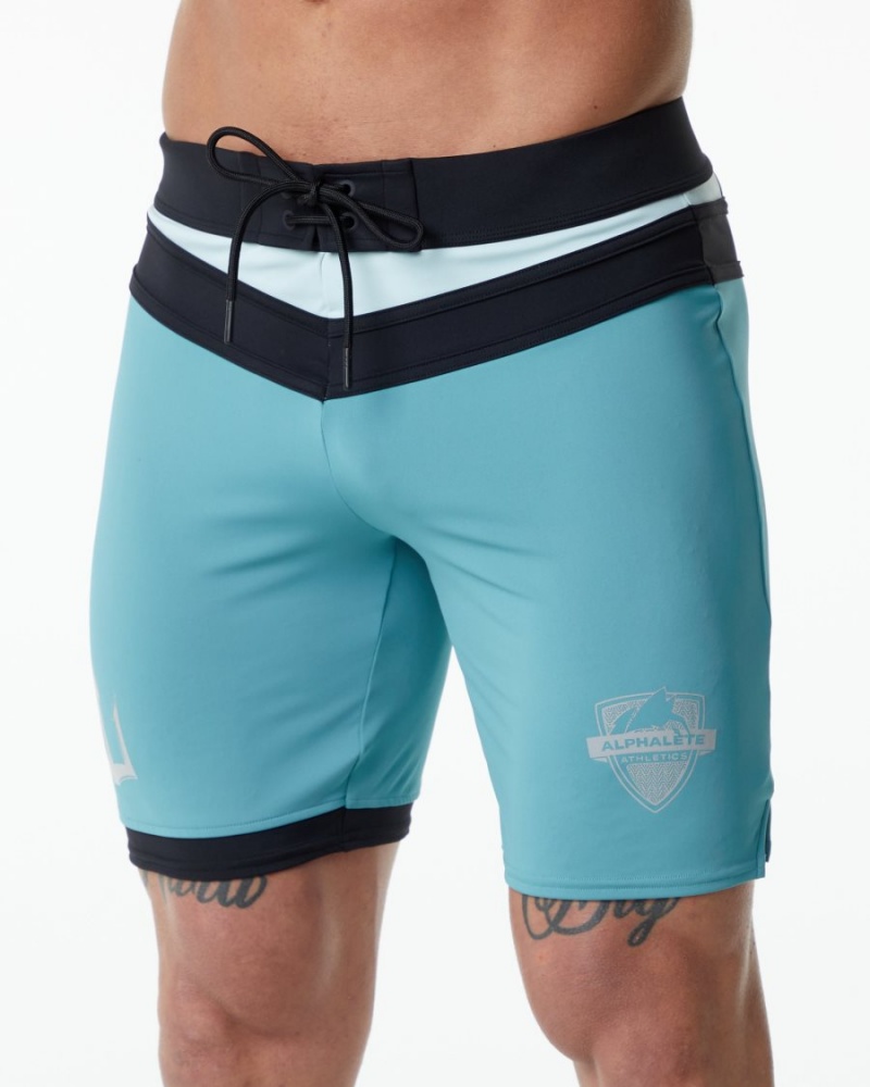 Shorts De Playa Alphalete Trident Competición Corta Hombre Teal | SREKGP-860