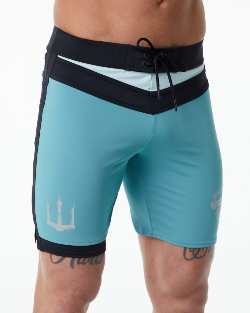 Shorts De Playa Alphalete Trident Competición Corta Hombre Teal | SREKGP-860