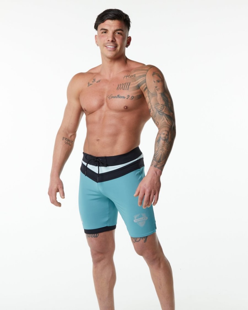 Shorts De Playa Alphalete Trident Competición Corta Hombre Teal | SREKGP-860