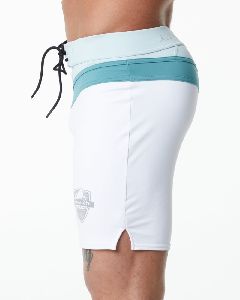 Shorts De Playa Alphalete Trident Competición Corta Hombre Blancas | HIJCVK-425