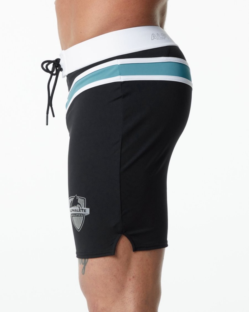 Shorts De Playa Alphalete Trident Competición Corta Hombre Negras | YXPEQK-639