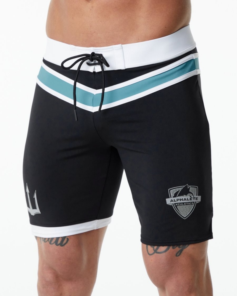 Shorts De Playa Alphalete Trident Competición Corta Hombre Negras | YXPEQK-639