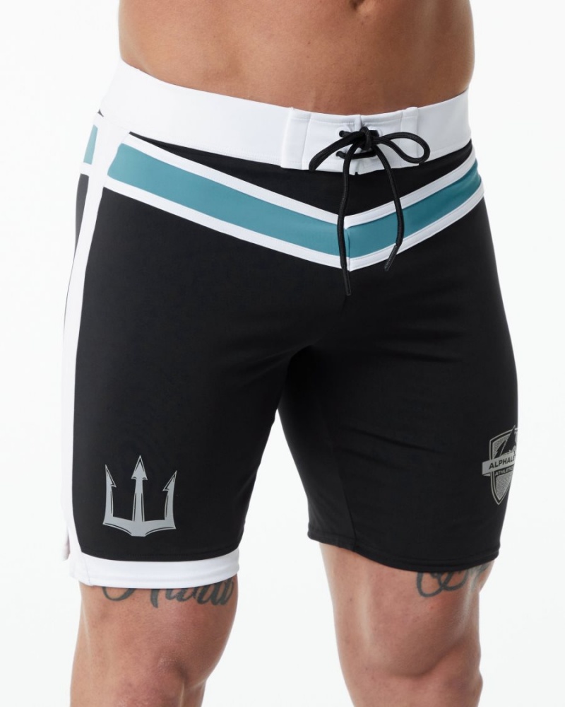 Shorts De Playa Alphalete Trident Competición Corta Hombre Negras | YXPEQK-639