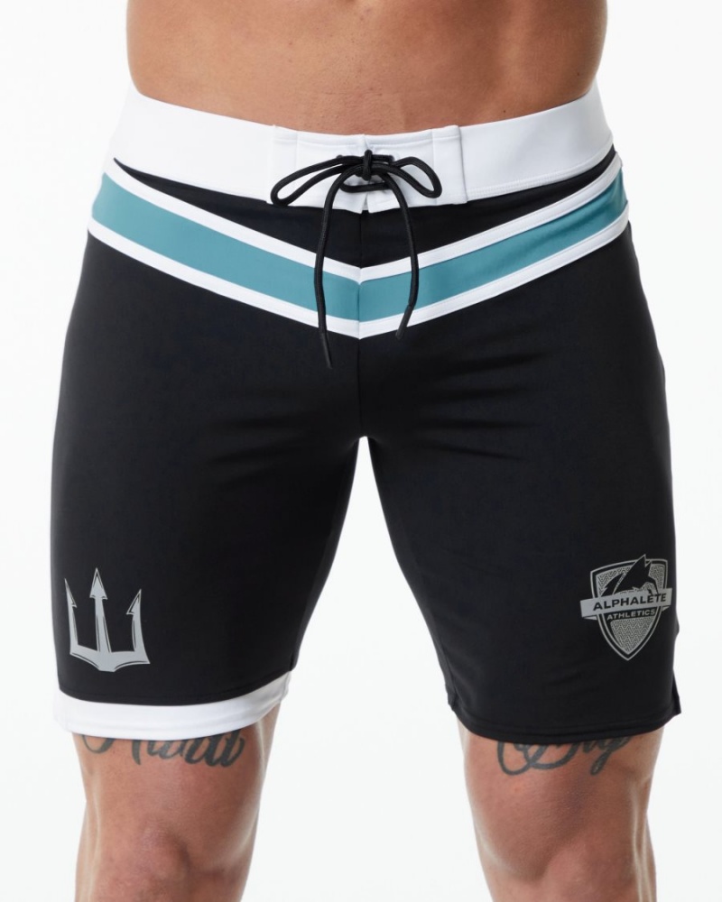 Shorts De Playa Alphalete Trident Competición Corta Hombre Negras | YXPEQK-639