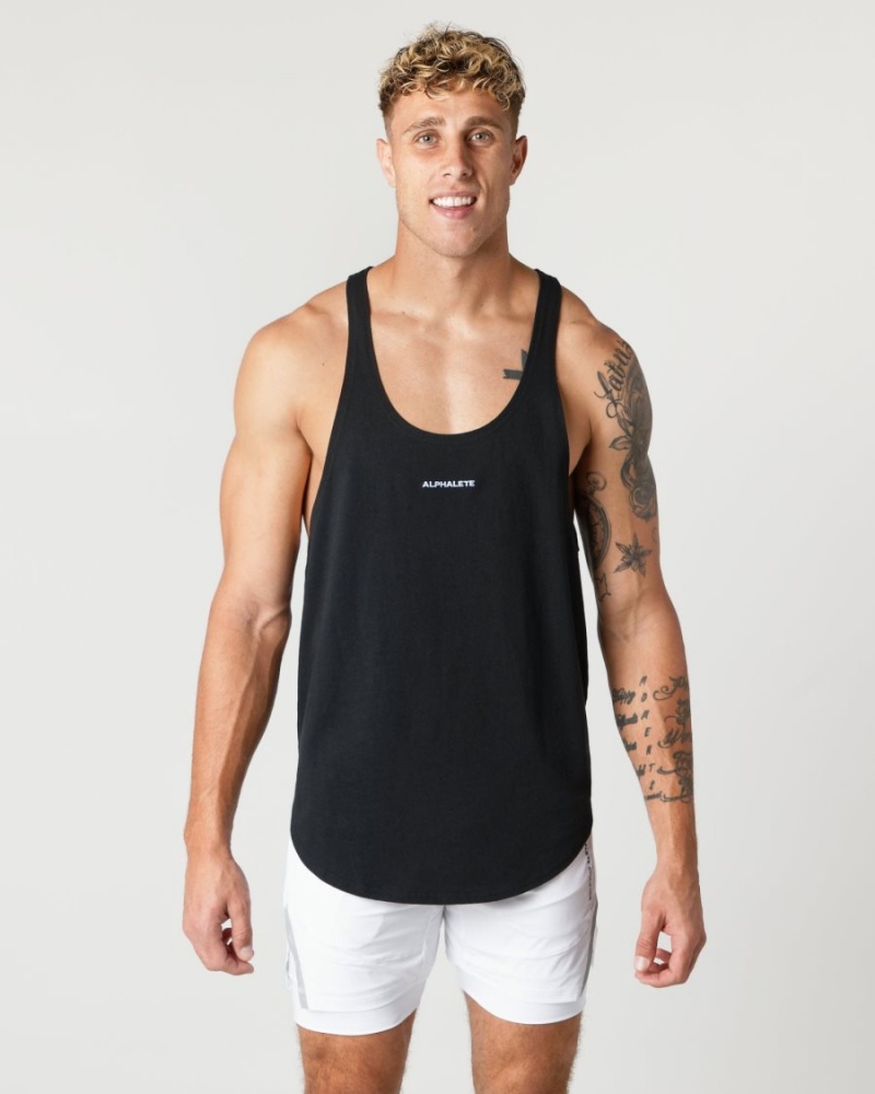 Stringers Alphalete Heavy Algodon Core Stringer Hombre Negras | SQGJYF-671