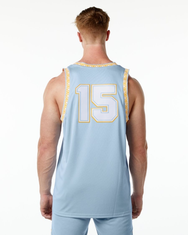 Stringers Alphalete Varsity Basketball Jersey Hombre Azules Claro | PXKOJD-263