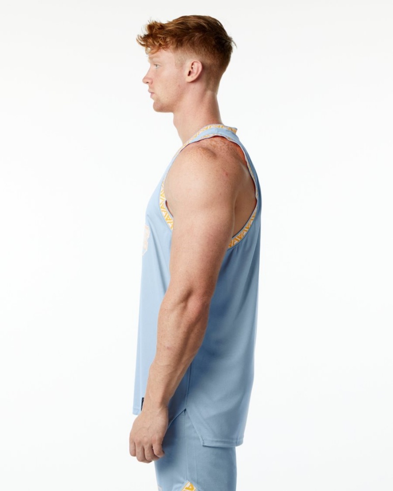 Stringers Alphalete Varsity Basketball Jersey Hombre Azules Claro | PXKOJD-263