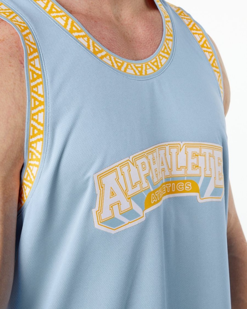 Stringers Alphalete Varsity Basketball Jersey Hombre Azules Claro | PXKOJD-263