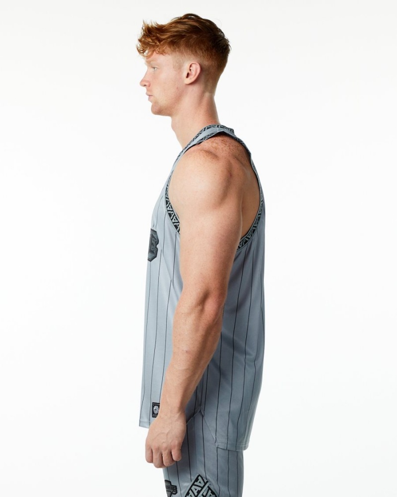 Stringers Alphalete Varsity Basketball Jersey Hombre Gris | QNJEGC-047