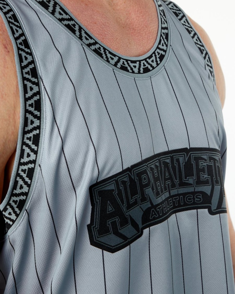 Stringers Alphalete Varsity Basketball Jersey Hombre Gris | QNJEGC-047