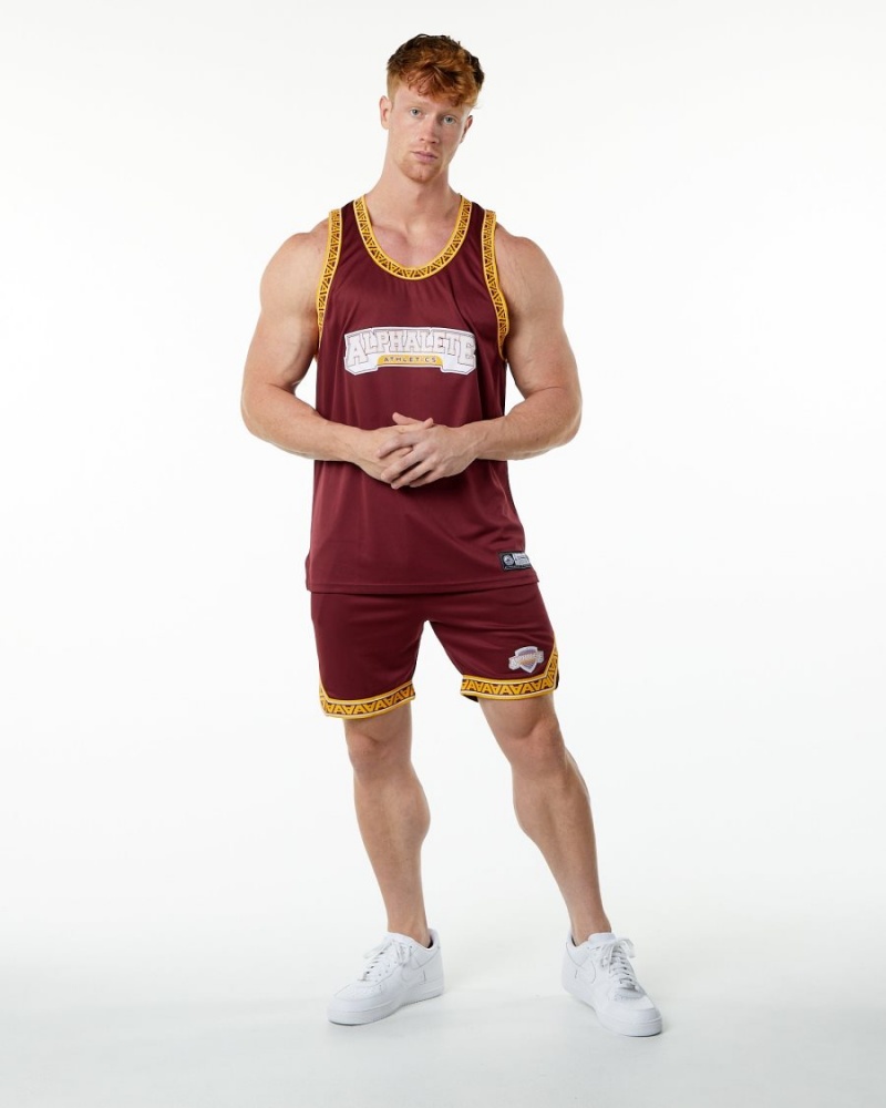 Stringers Alphalete Varsity Basketball Jersey Hombre Crimson | HNEOPW-431