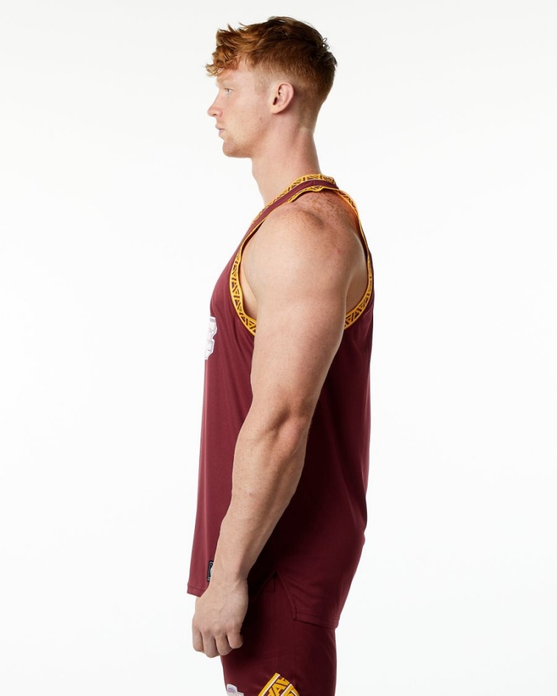 Stringers Alphalete Varsity Basketball Jersey Hombre Crimson | HNEOPW-431