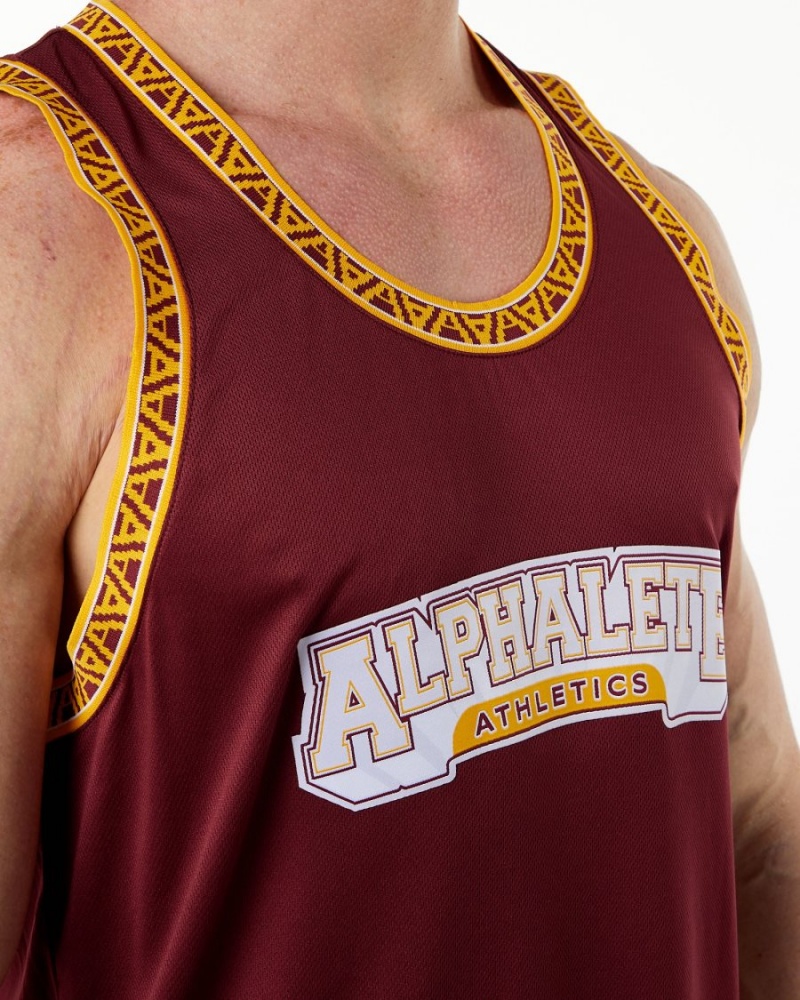 Stringers Alphalete Varsity Basketball Jersey Hombre Crimson | HNEOPW-431