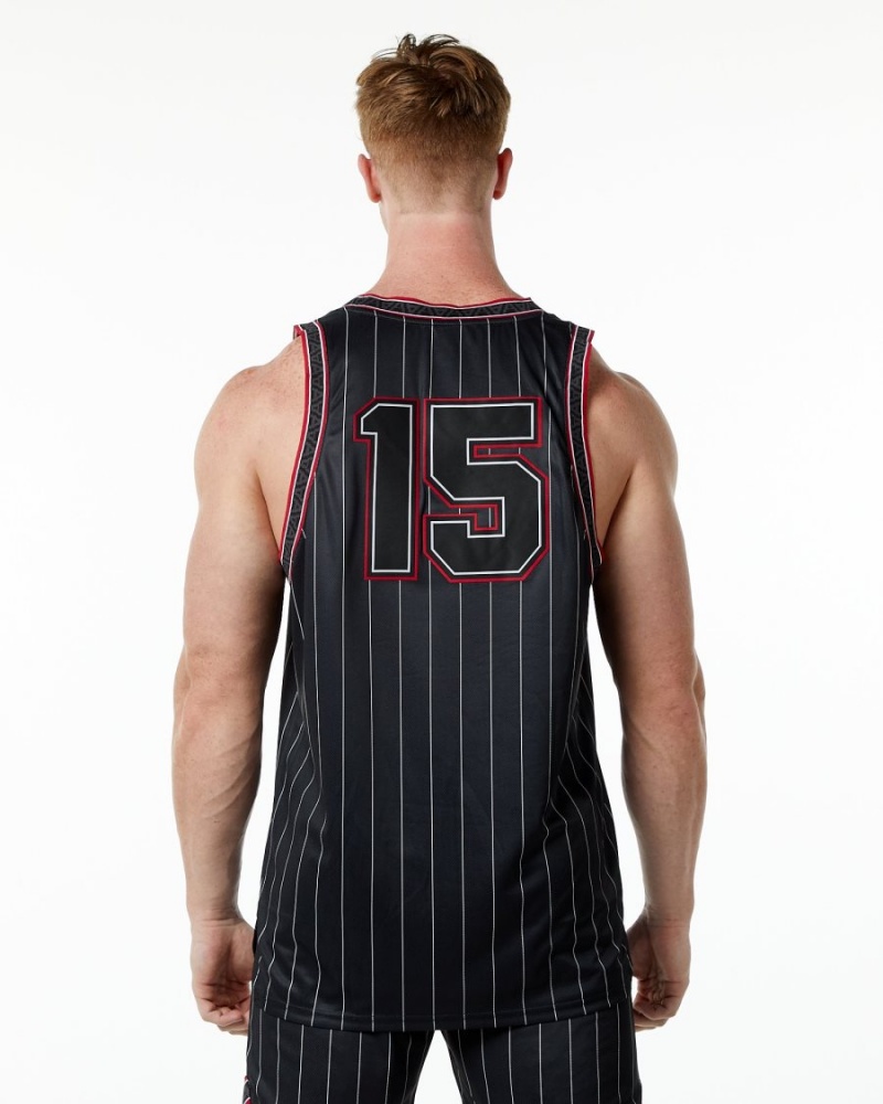 Stringers Alphalete Varsity Basketball Jersey Hombre Negras | UOAVCZ-671