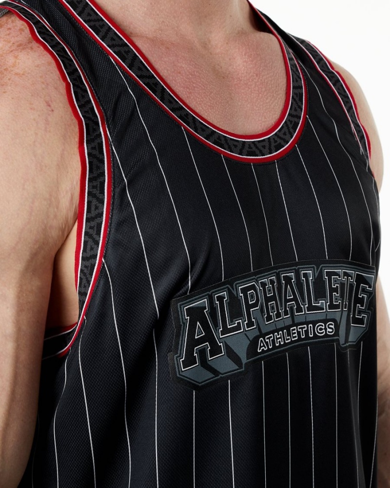 Stringers Alphalete Varsity Basketball Jersey Hombre Negras | UOAVCZ-671