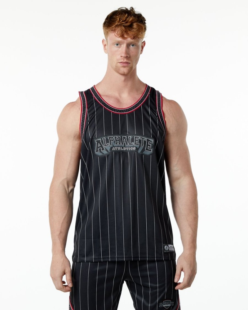 Stringers Alphalete Varsity Basketball Jersey Hombre Negras | UOAVCZ-671