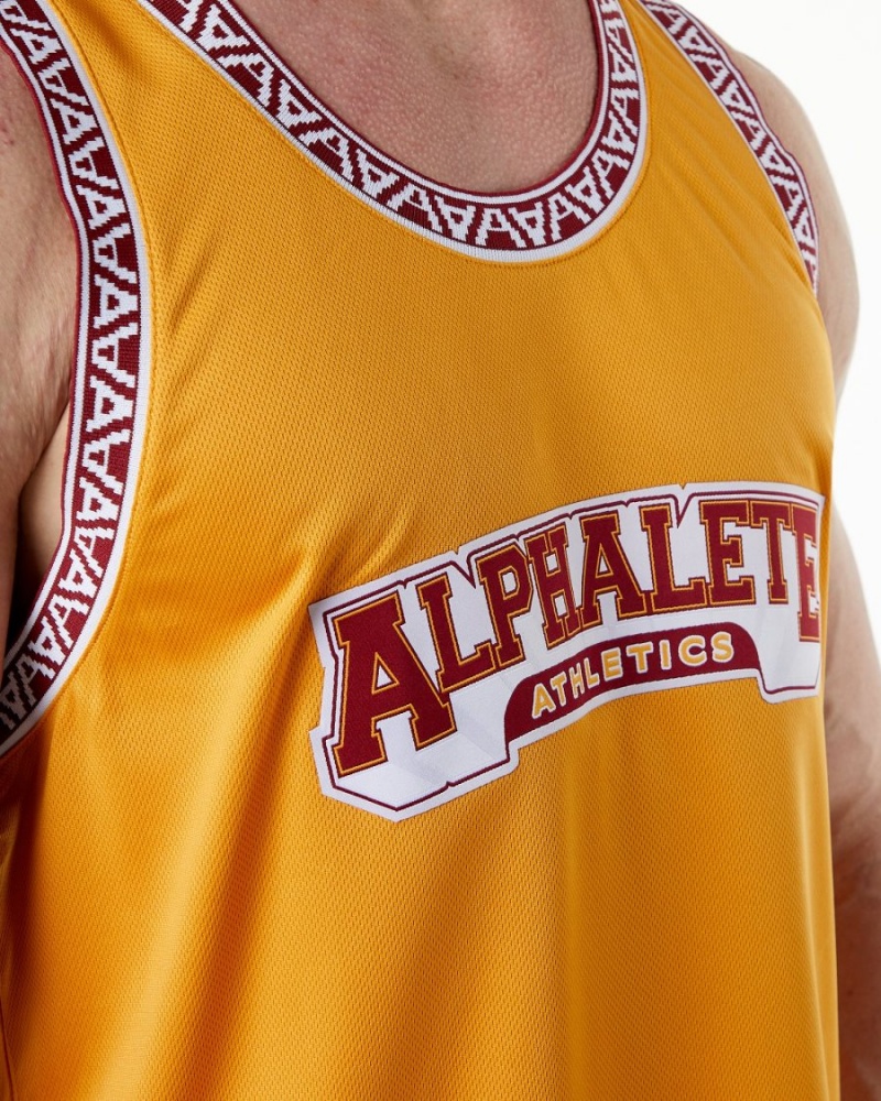 Stringers Alphalete Varsity Basketball Jersey Hombre Marigold | LVRGXJ-712