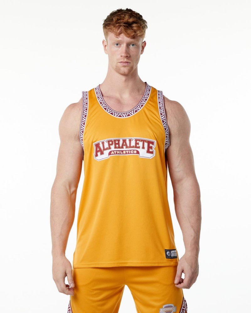 Stringers Alphalete Varsity Basketball Jersey Hombre Marigold | LVRGXJ-712