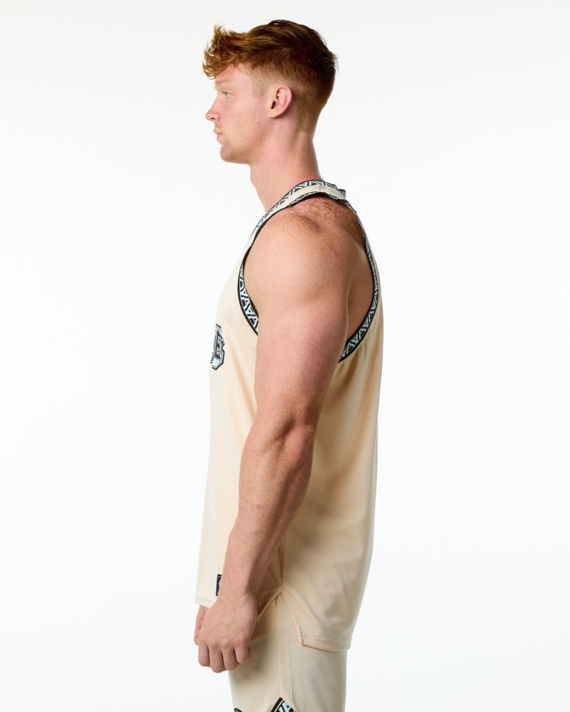 Stringers Alphalete Varsity Basketball Jersey Hombre Tan | OLUASR-036