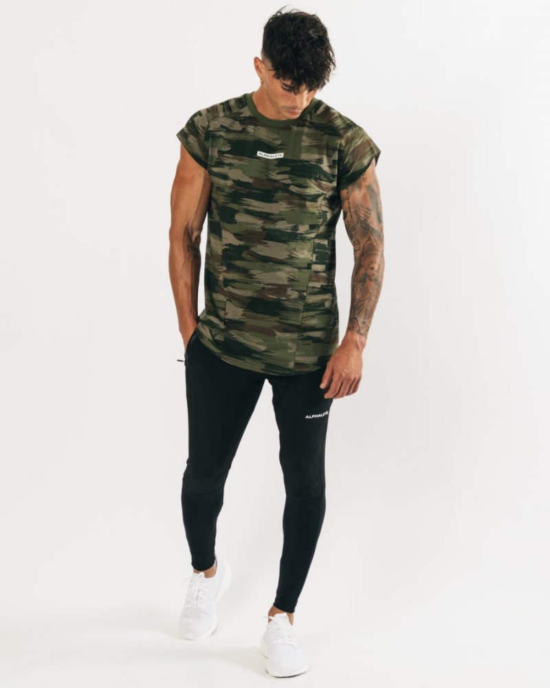 Stringers Alphalete Velocity Sin Manga Tee Hombre Verde Oliva Camuflaje | HSWIFQ-539