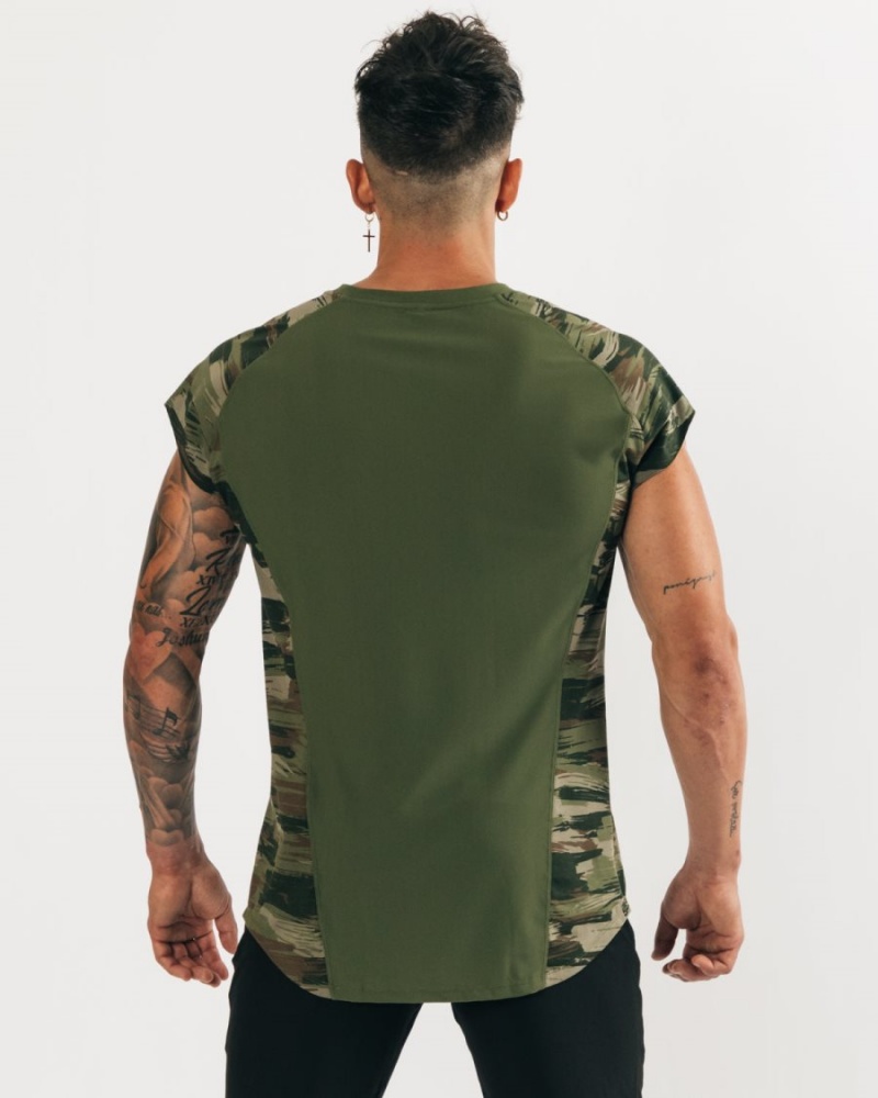 Stringers Alphalete Velocity Sin Manga Tee Hombre Verde Oliva Camuflaje | HSWIFQ-539