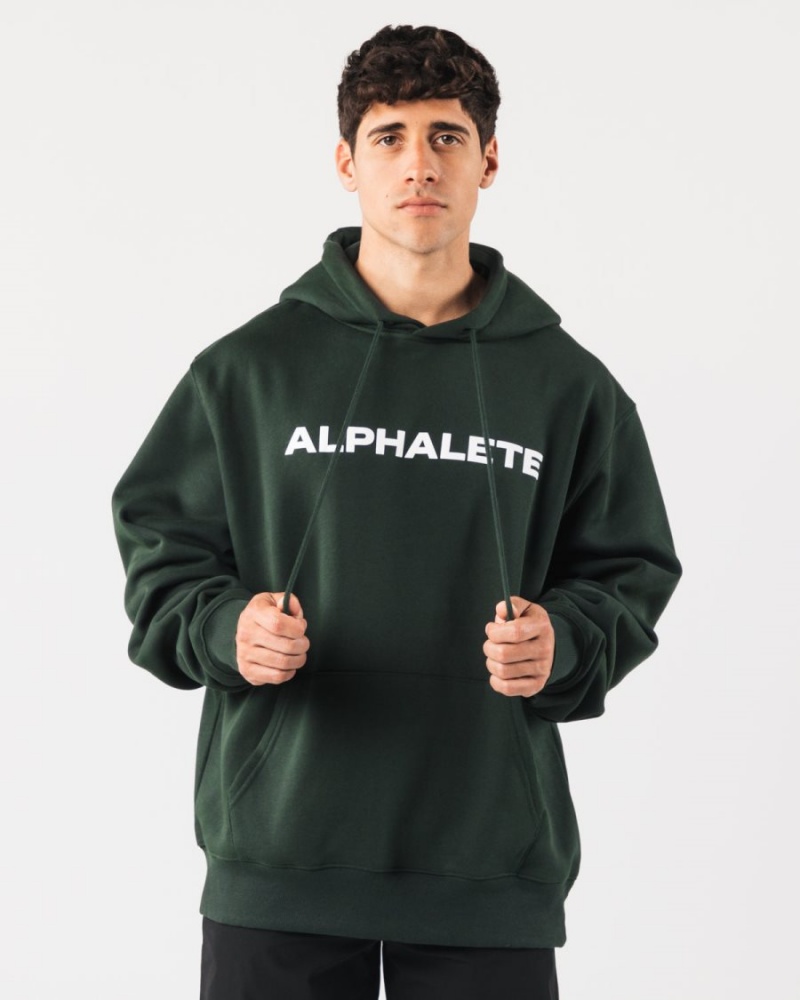 Sudadera con Capucha Alphalete Core Hoodie Hombre Evergreen | RILUNH-067