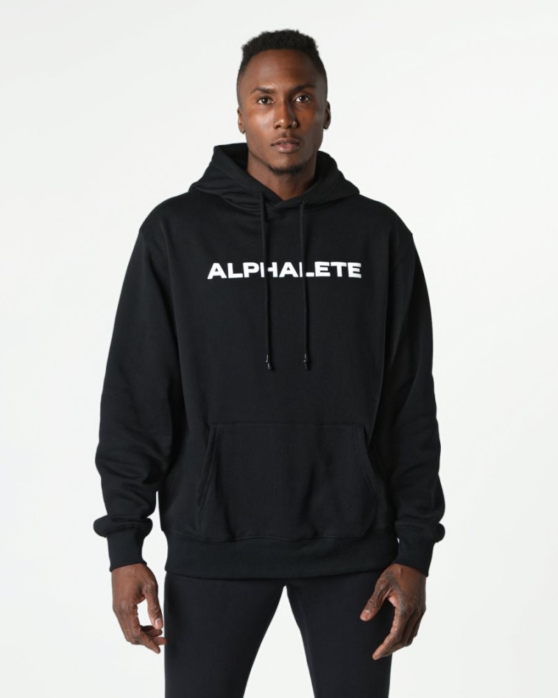 Sudadera con Capucha Alphalete Core Hoodie Hombre Negras | JXGWDK-743