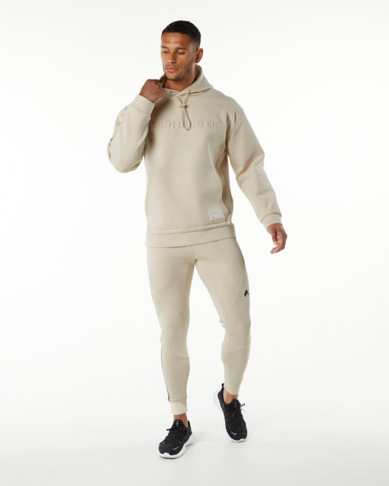 Sudadera con Capucha Alphalete ELMTS Hoodie Hombre Vanilla | VNUHMZ-042