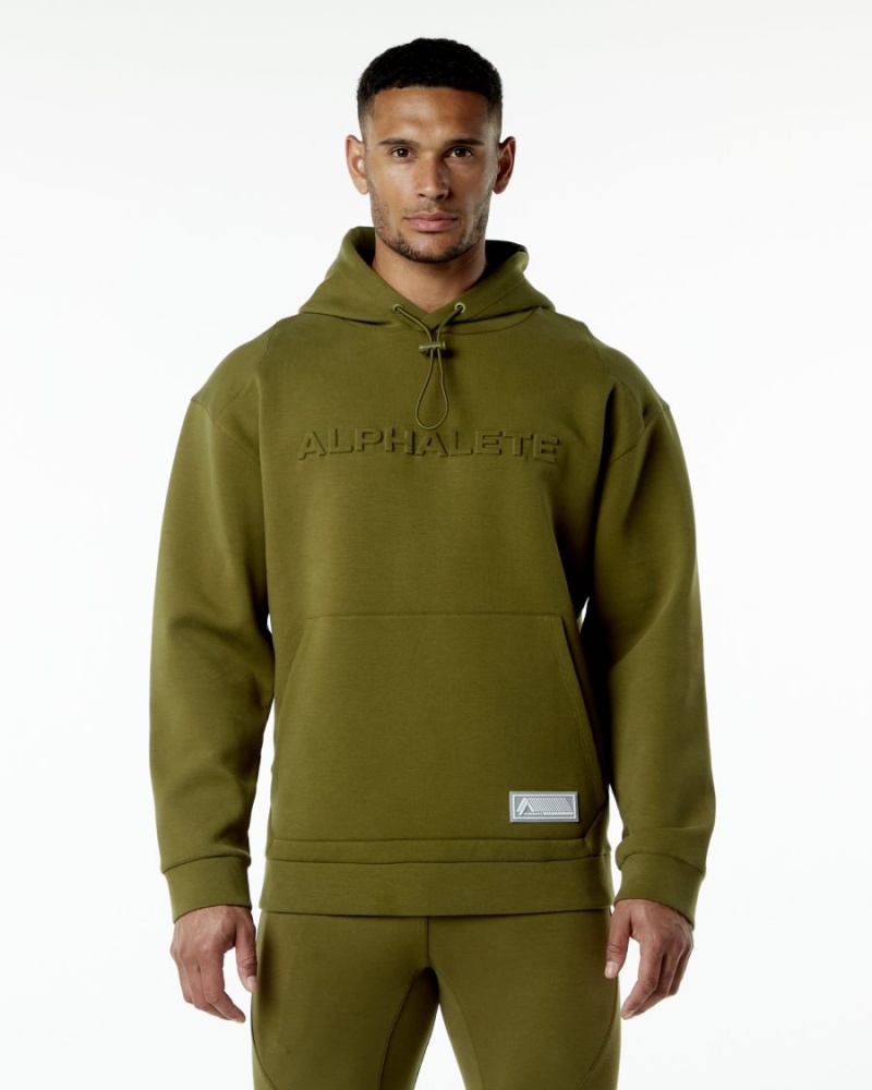 Sudadera con Capucha Alphalete ELMTS Hoodie Hombre Moss | ILBFKP-439