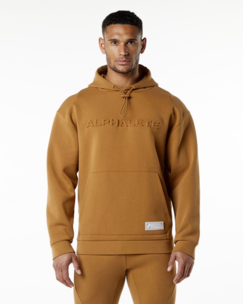 Sudadera con Capucha Alphalete ELMTS Hoodie Hombre Almond | GFOTNS-906