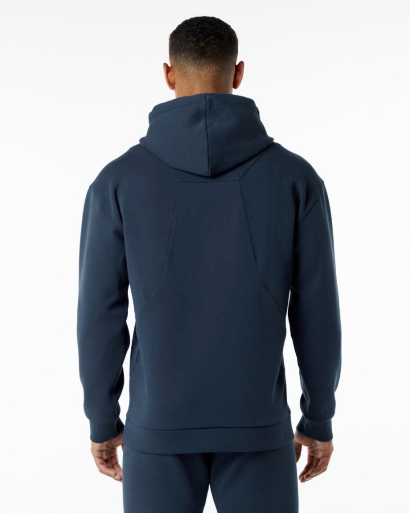 Sudadera con Capucha Alphalete ELMTS Hoodie Hombre Azul Marino | XWOJHV-617