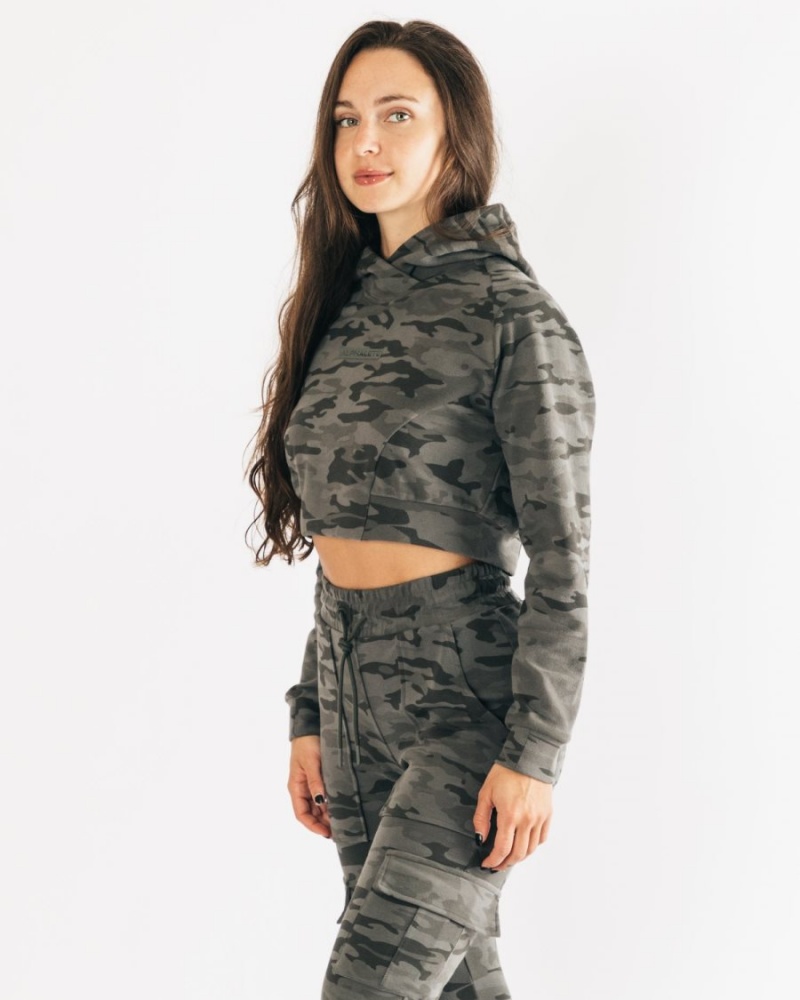 Sudadera con Capucha Alphalete Identity Pro Crop Hoodie Mujer Camuflaje | XFLGNV-469