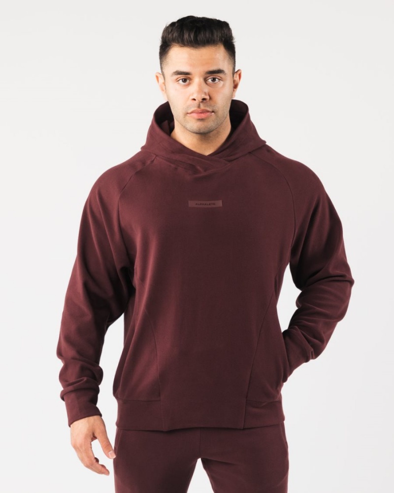 Sudadera con Capucha Alphalete Identity Pro Hoodie Hombre Sangria | YDRUSG-742