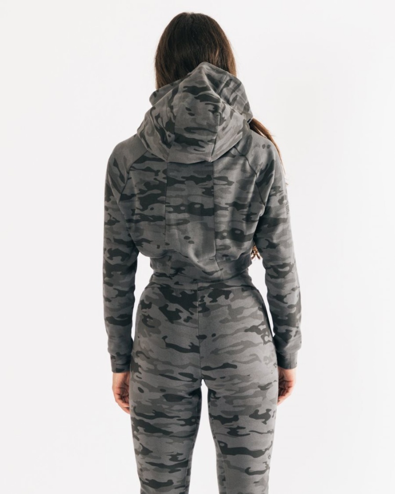 Sudadera con Capucha Alphalete Identity Pro Crop Hoodie Mujer Camuflaje | HWIZGT-853