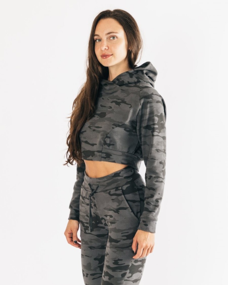 Sudadera con Capucha Alphalete Identity Pro Crop Hoodie Mujer Camuflaje | HWIZGT-853