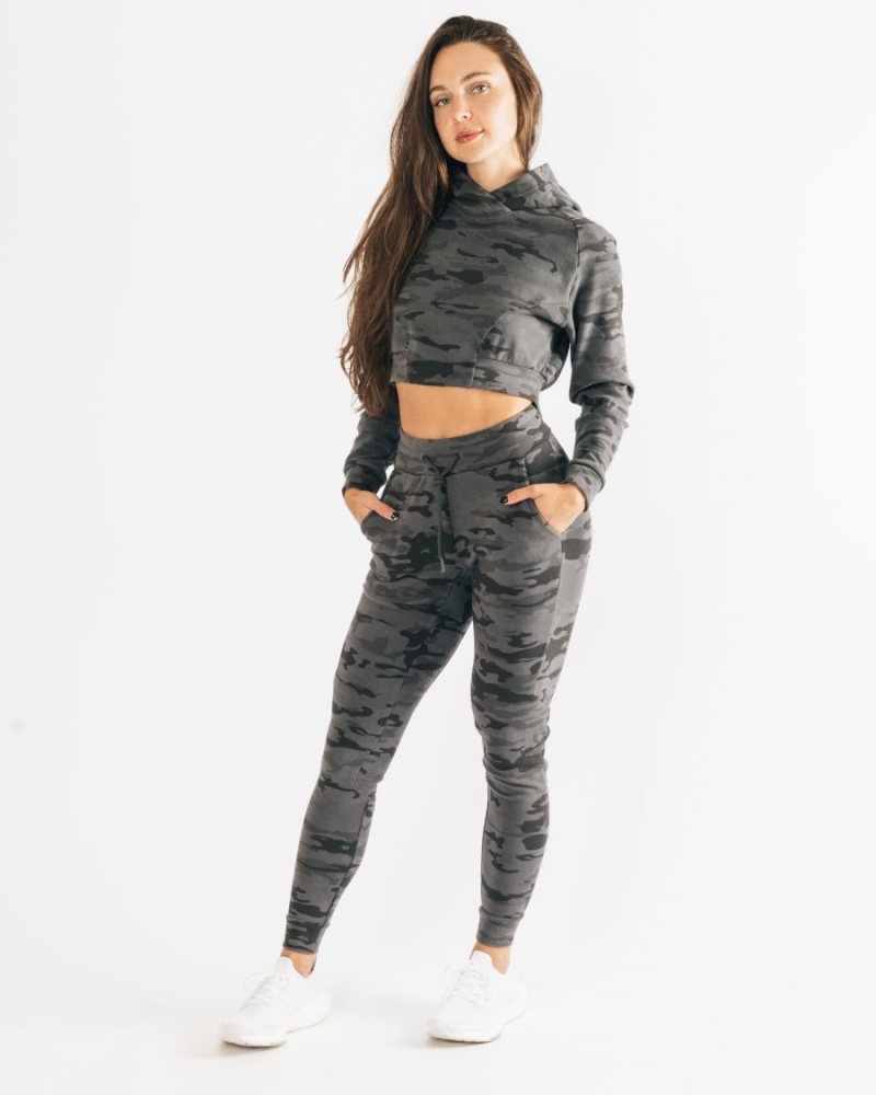 Sudadera con Capucha Alphalete Identity Pro Crop Hoodie Mujer Camuflaje | HWIZGT-853