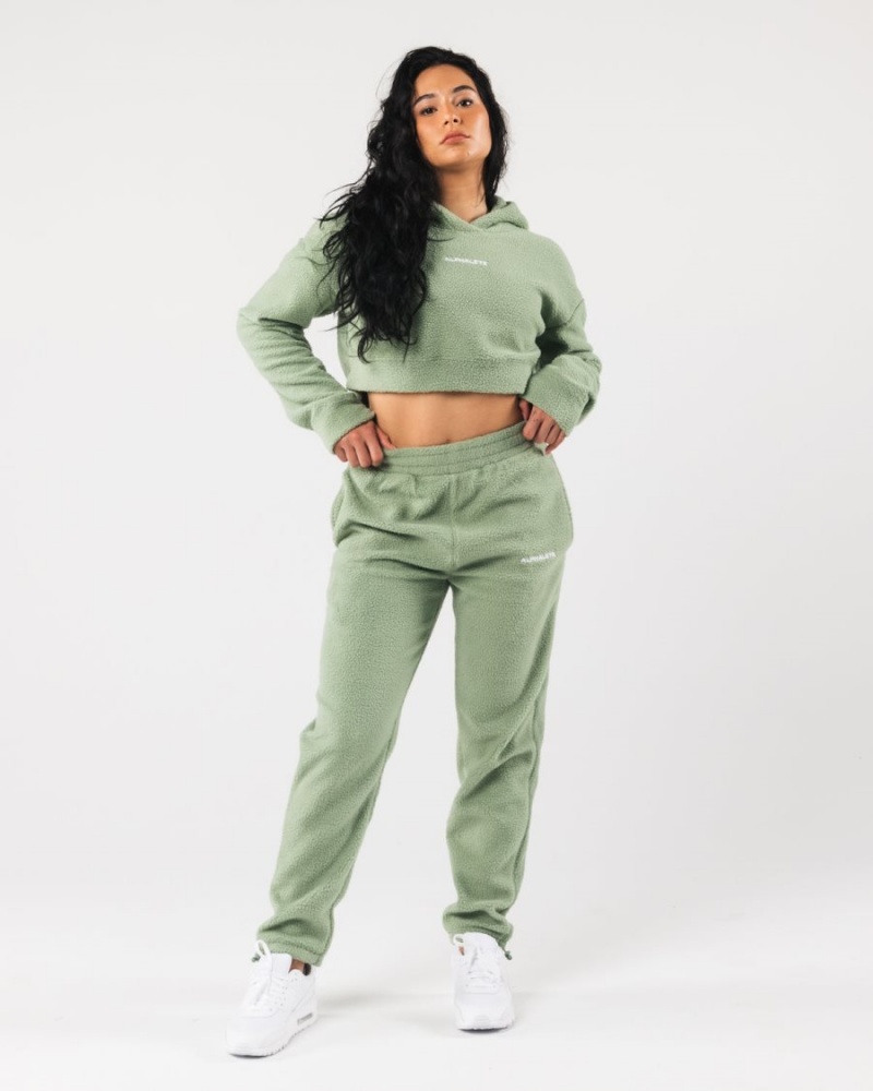 Sudadera con Capucha Alphalete King Crop Hoodie Mujer Sage | UZFKRA-579