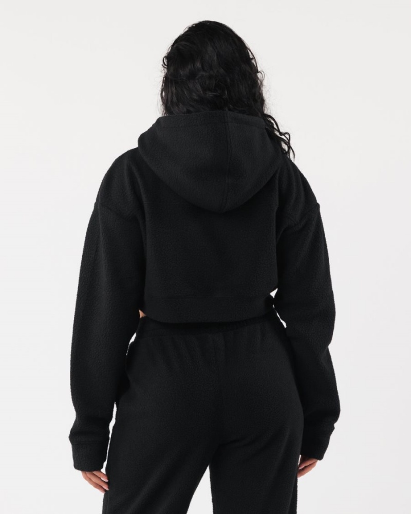 Sudadera con Capucha Alphalete King Crop Hoodie Mujer Negras | ZVXBFS-231