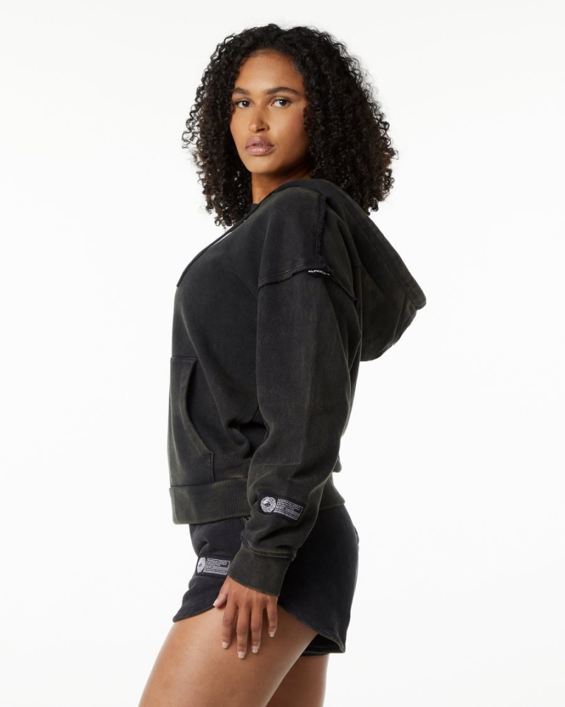 Sudadera con Capucha Alphalete Very Terry Hoodie Mujer Onyx | INSHWJ-827