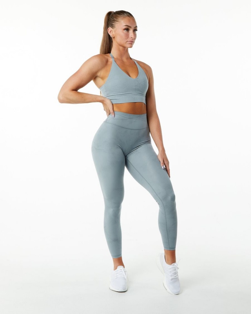 Sujetador Deportivo Alphalete Alphalux Wonder Bra Mujer Washed Denim | PDFQGV-365