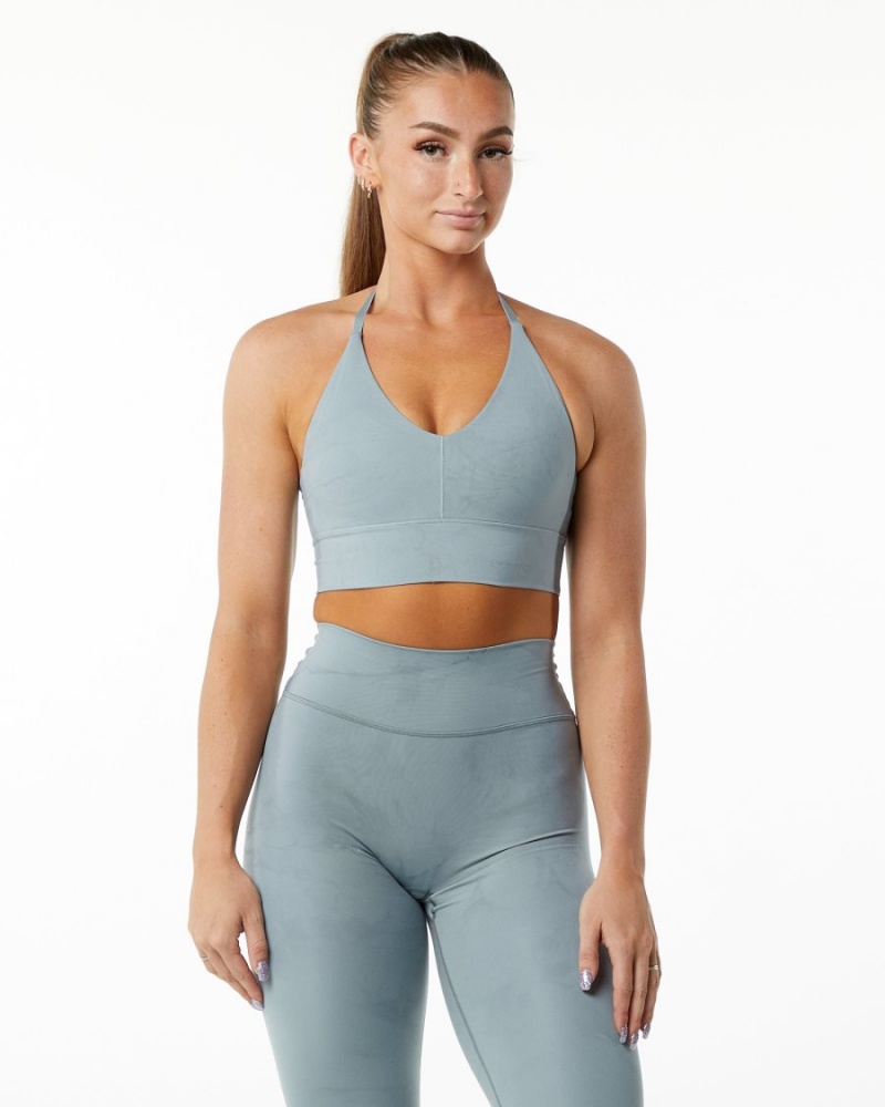 Sujetador Deportivo Alphalete Alphalux Wonder Bra Mujer Washed Denim | PDFQGV-365