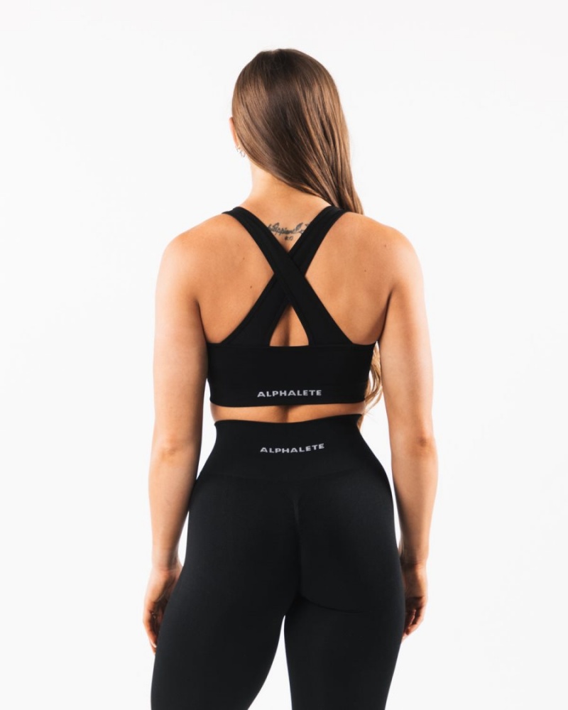 Sujetador Deportivo Alphalete Amplify Bra Mujer Negras | NIOJFU-834