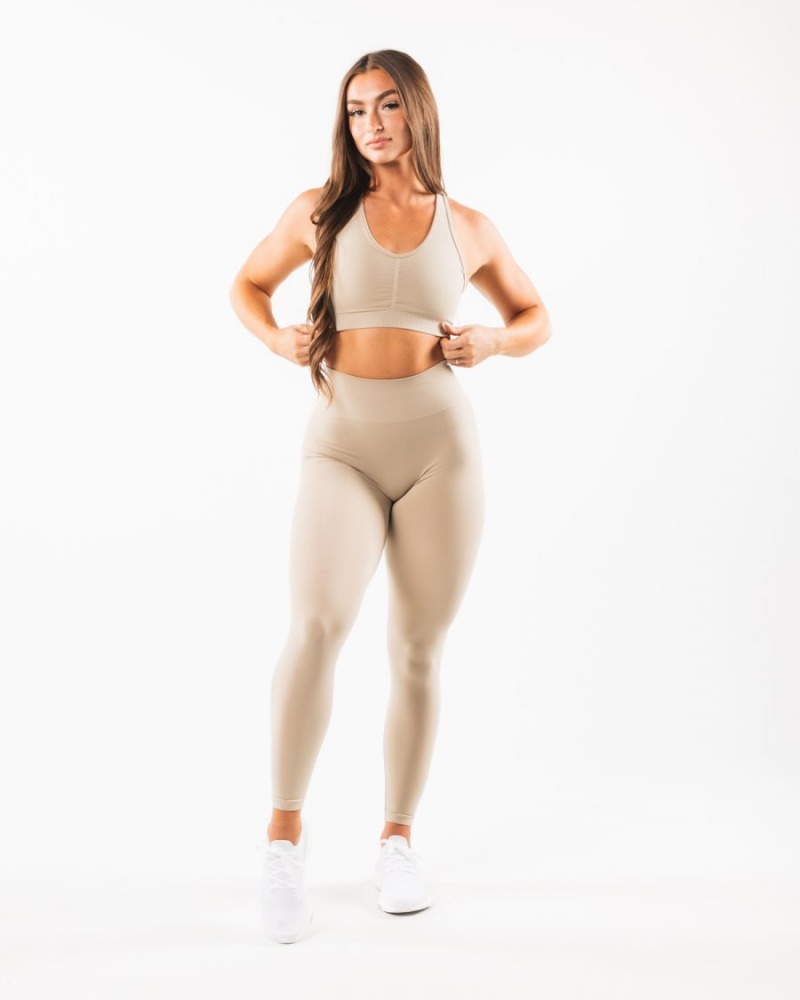 Sujetador Deportivo Alphalete Amplify Bra Mujer Linen | KYMQGX-237