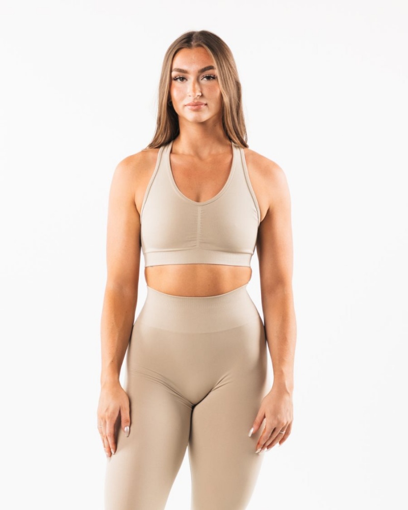 Sujetador Deportivo Alphalete Amplify Bra Mujer Linen | KYMQGX-237