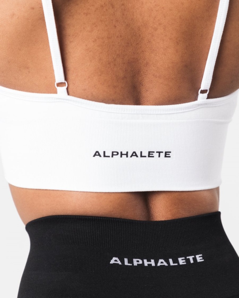 Sujetador Deportivo Alphalete Seamless Acanalado Bra Mujer Blancas | MKBETV-675